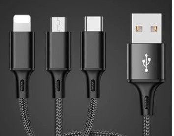 Кабель для зарядки 3 в 1 Apple/MICRO USB/ USB-C Black